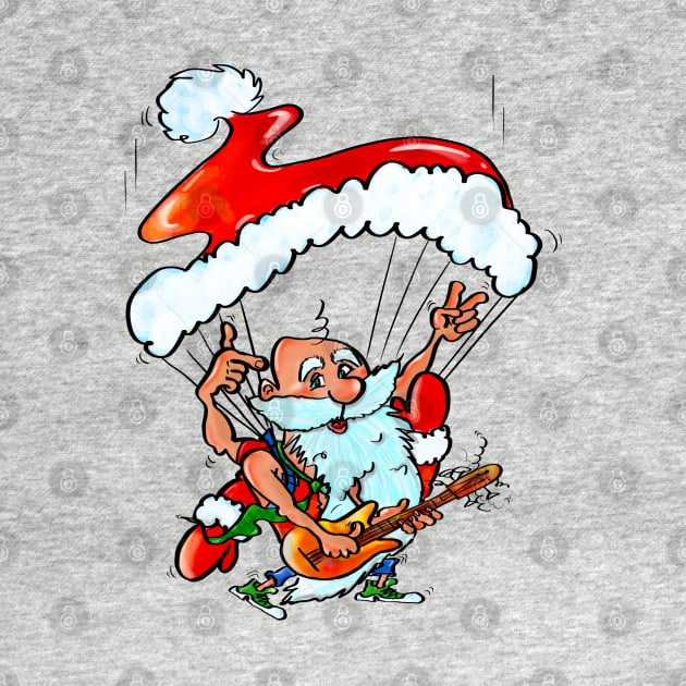 Santa Claus Playing Guitar and Skydiving by Gre.Ta Design